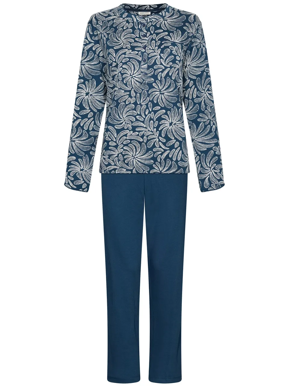 pastunette-nordic-bloom-pyjama-blau-langarm-baumwolle image 1