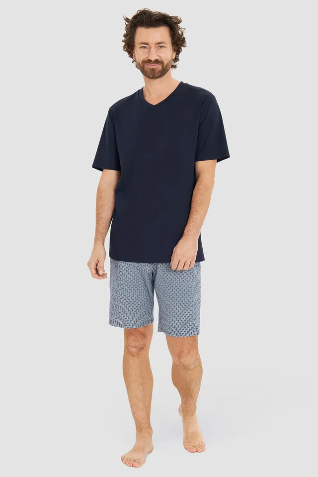 r-sch-be-happy-herren-pyjama-kurz-blau-v-ausschnitt image 1