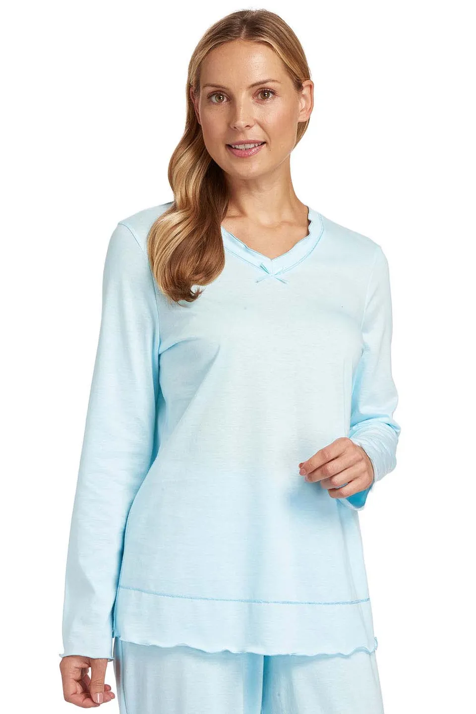 r-sch-be-happy-shirt-langarm-grau-pure-cotton-v-ausschnitt image 1