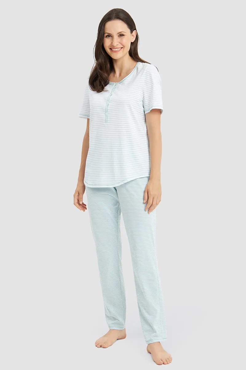 r-sch-be-happy-pyjama-lang-single-jersey-gr-n-baumwolle image 1