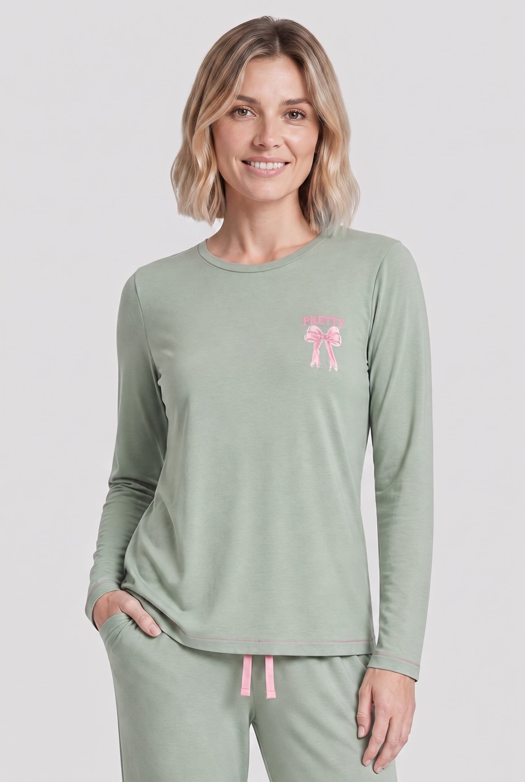r-sch-be-happy-shirt-langarm-pyjamashirt-gr-n-baumwolle image 1