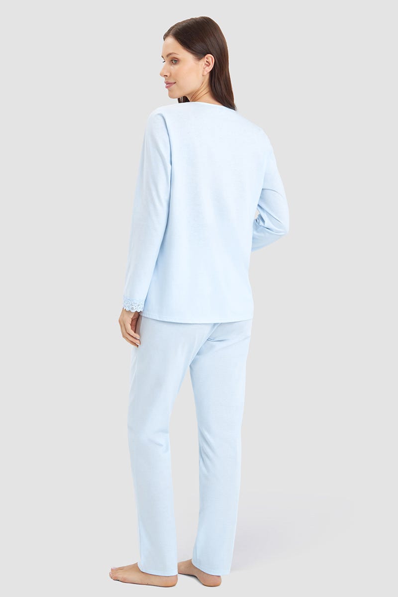 r-sch-be-happy-pyjama-lang-schlafanzug-blau-mit-spitze image 3