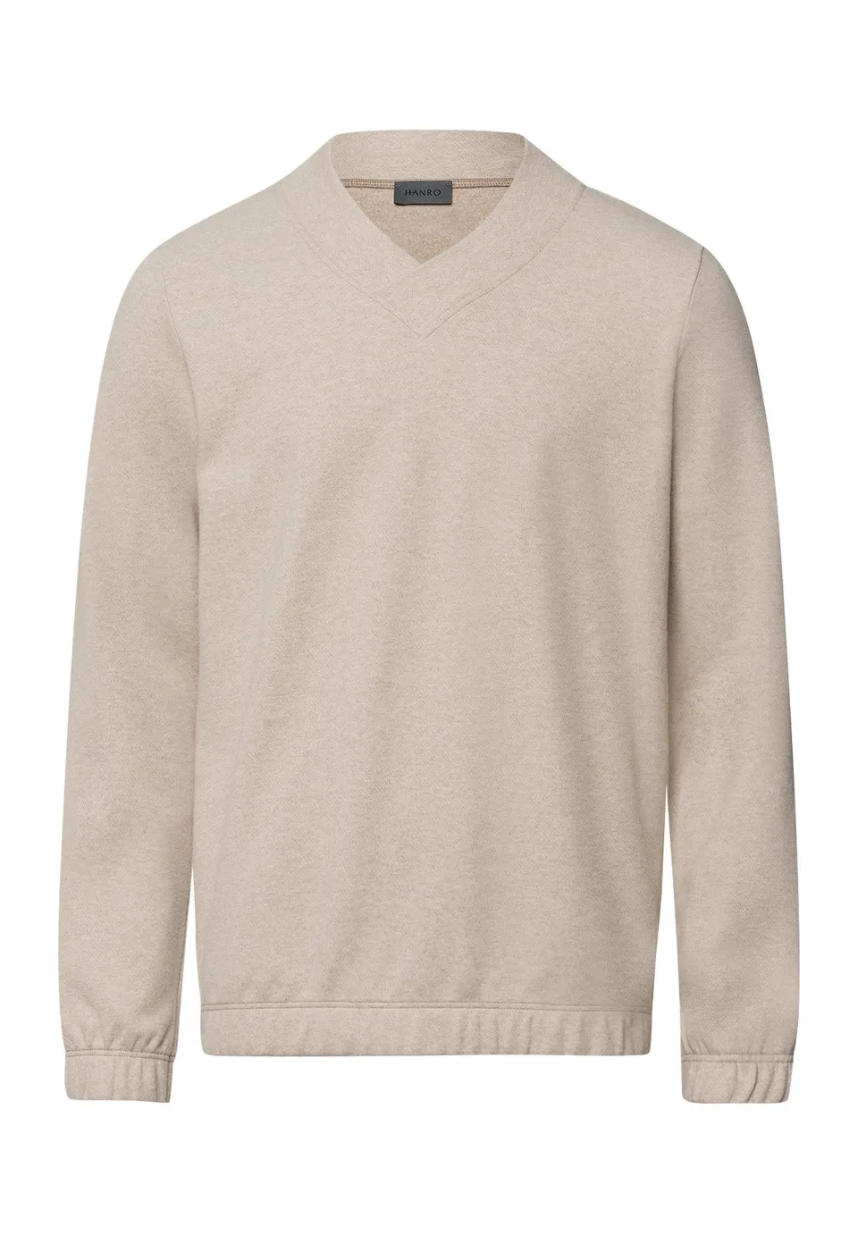 hanro-cozy-living-pullover-camel-melange-bio-baumwolle-herren image 1
