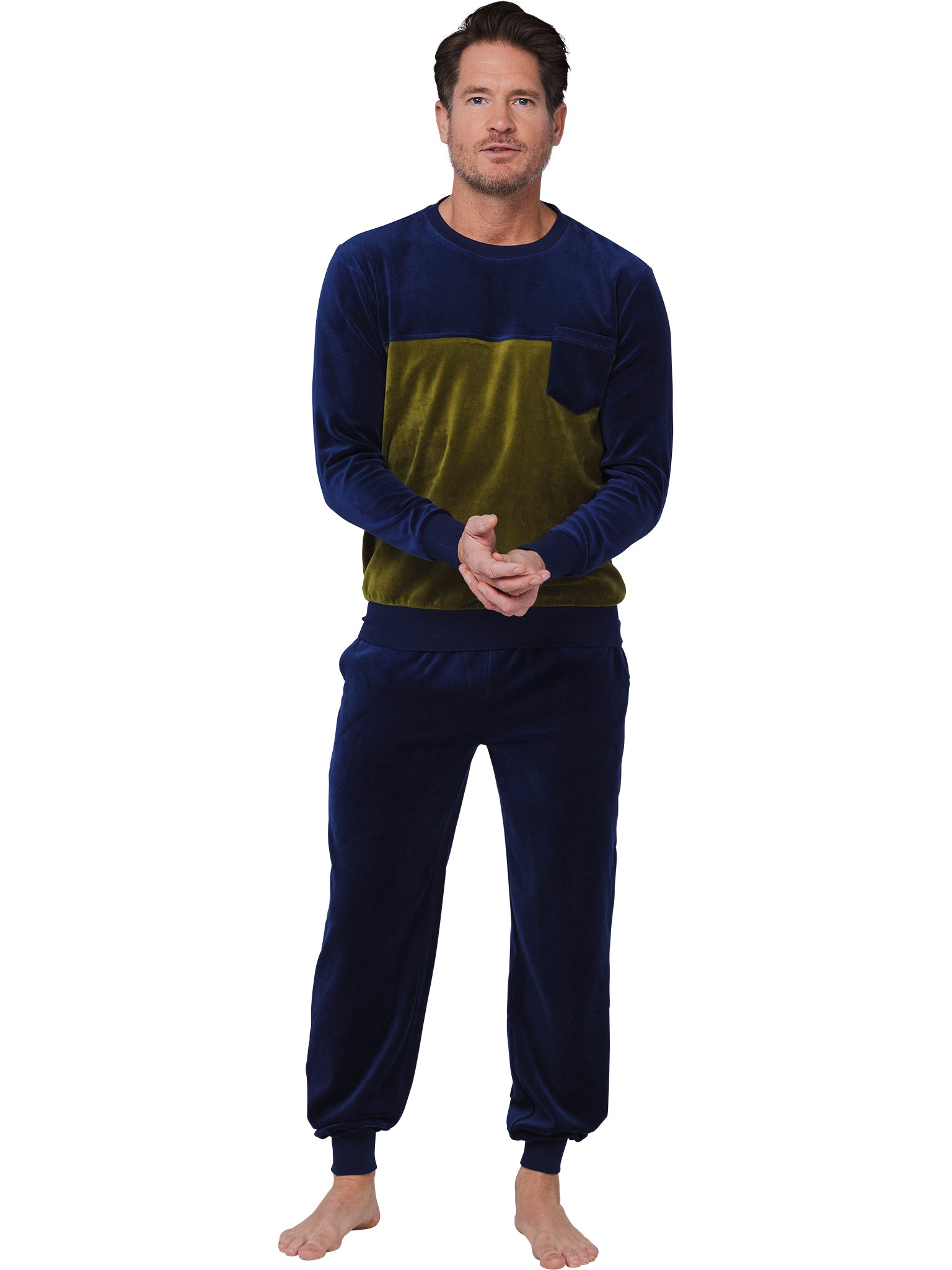 pastunette-adventure-velours-pyjama-dunkelblau-baumwolle image 3
