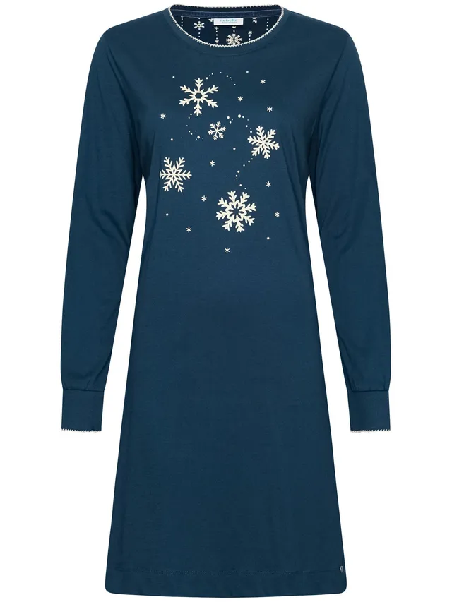 myrebelle-snowy-sparkles-nachthemd-blau-bio-baumwolle image 1