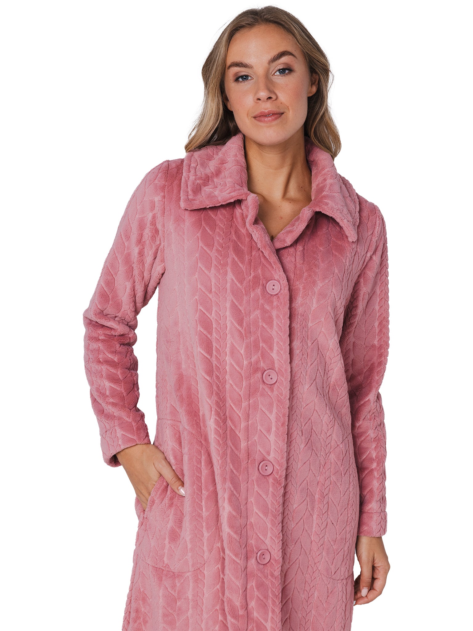 pastunette-rose-stream-bademantel-rosa-fleece-mit-taschen image 3