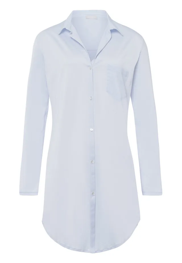 hanro-cotton-deluxe-nachthemd-langarm-blue-glow-90cm image 1