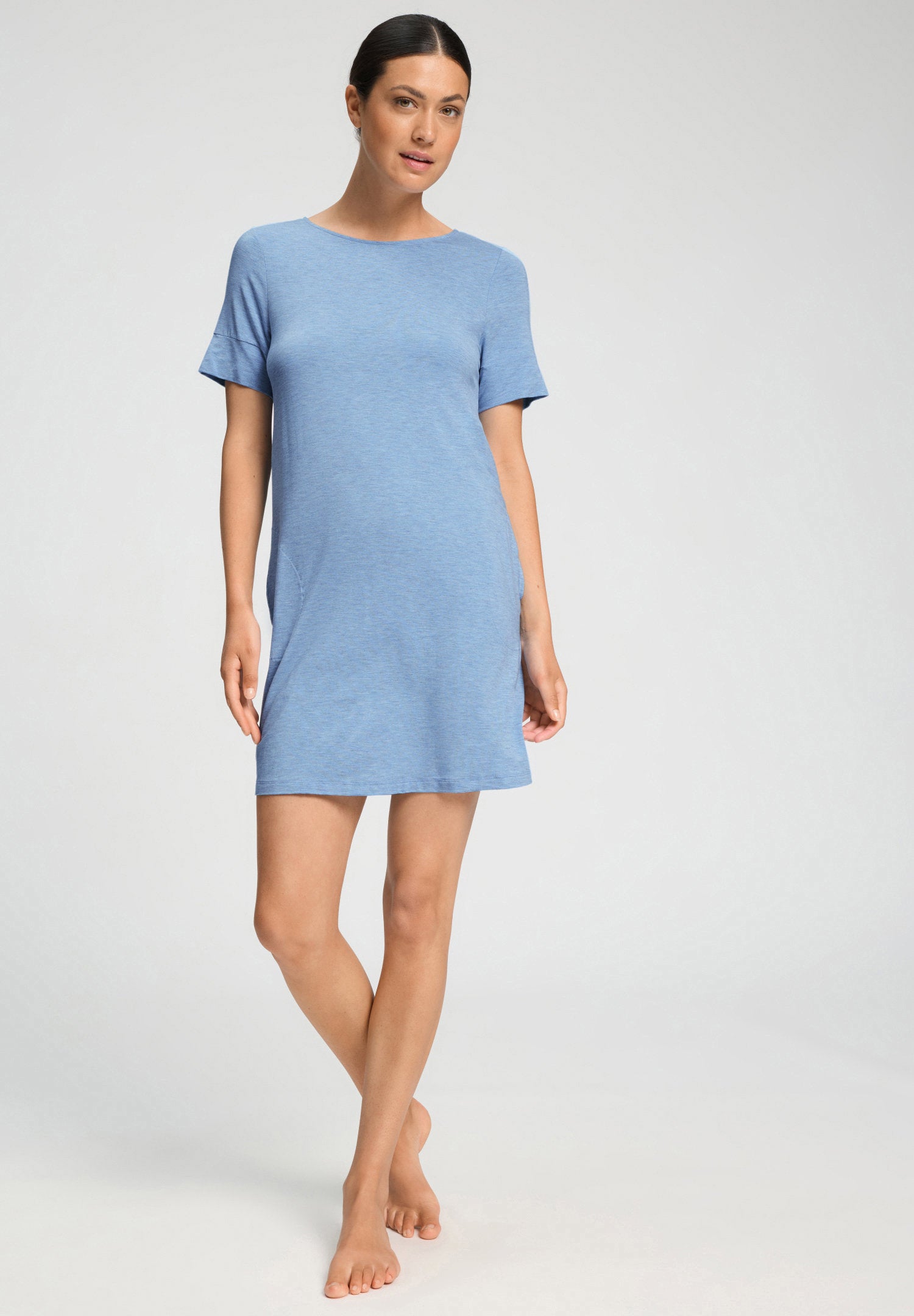 hanro-natural-elegance-s-slv-nightdress-90cm-nachthemd-blau image 2