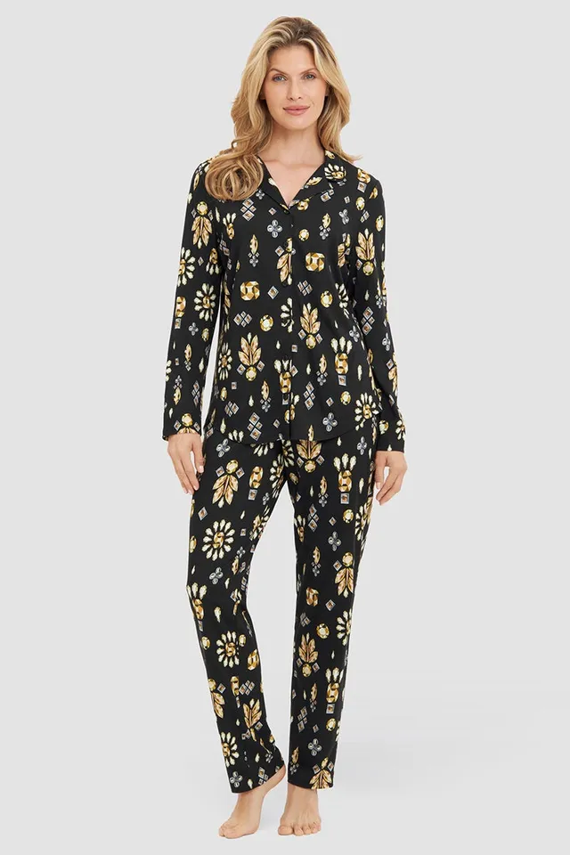 r-sch-be-happy-pyjama-diamantdruck-schlafanzug-schwarz image 1