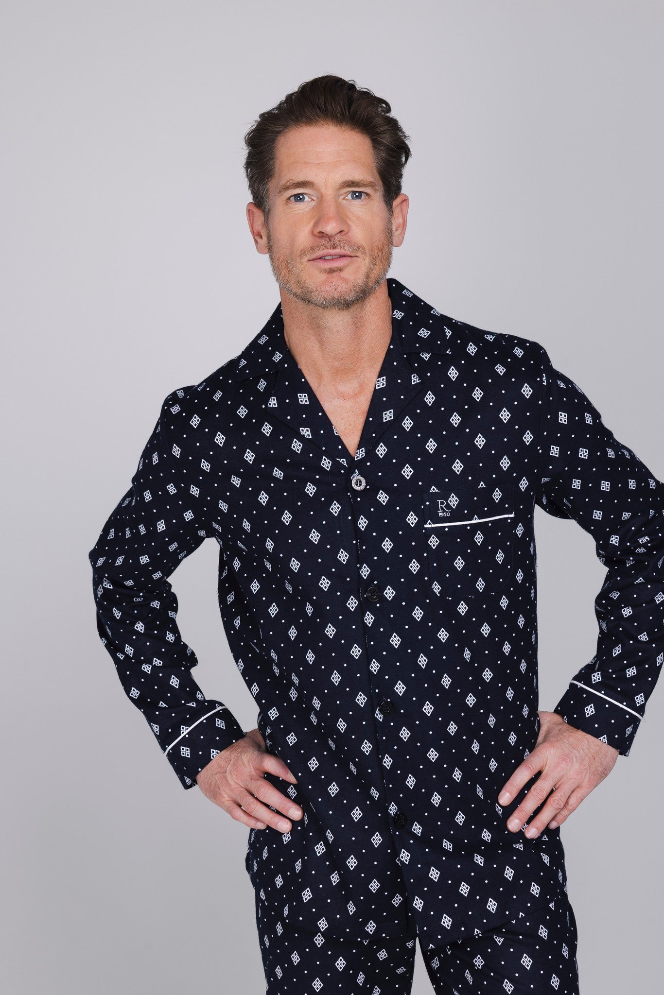 robson-graphic-herren-pyjama-flanell-dunkelblau image 4