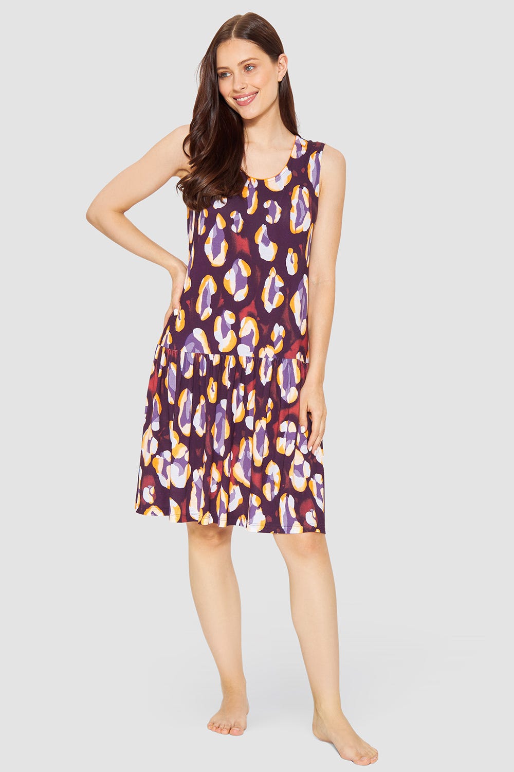 r-sch-be-happy-strandkleid-knielang-violett-leo-print-90cm image 1