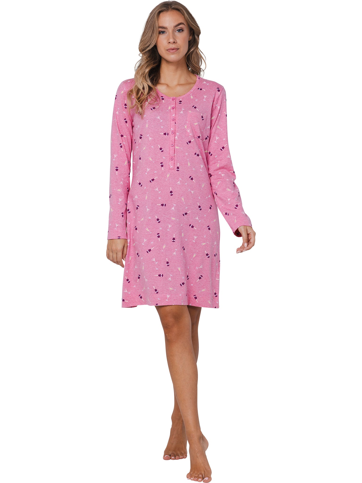 rebelle-cin-cin-nachthemd-rosa-champagner-baumwolle-langarm image 2