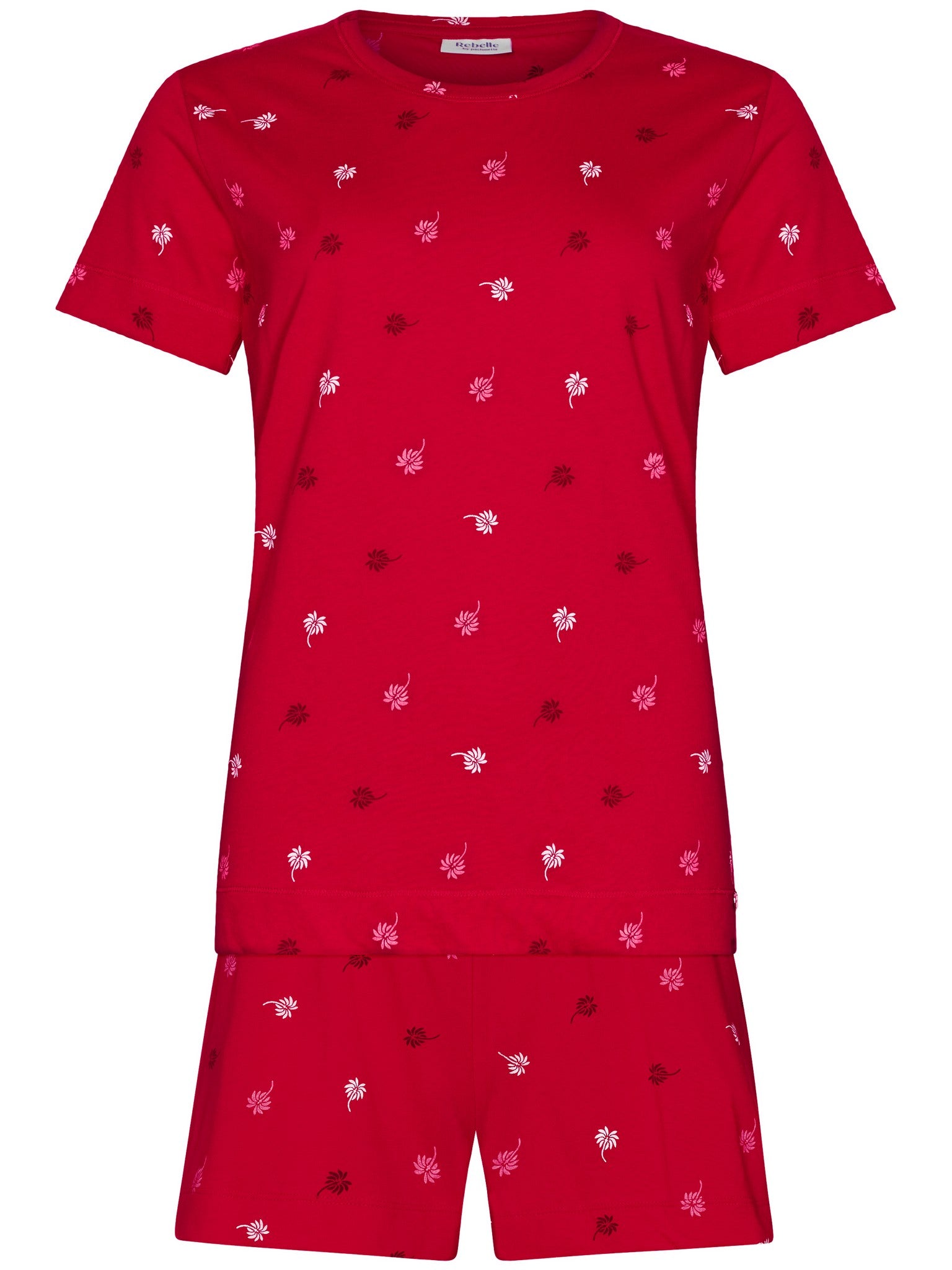 myrebelle-palm-springs-shortama-pink-palmen-bio-baumwolle image 1