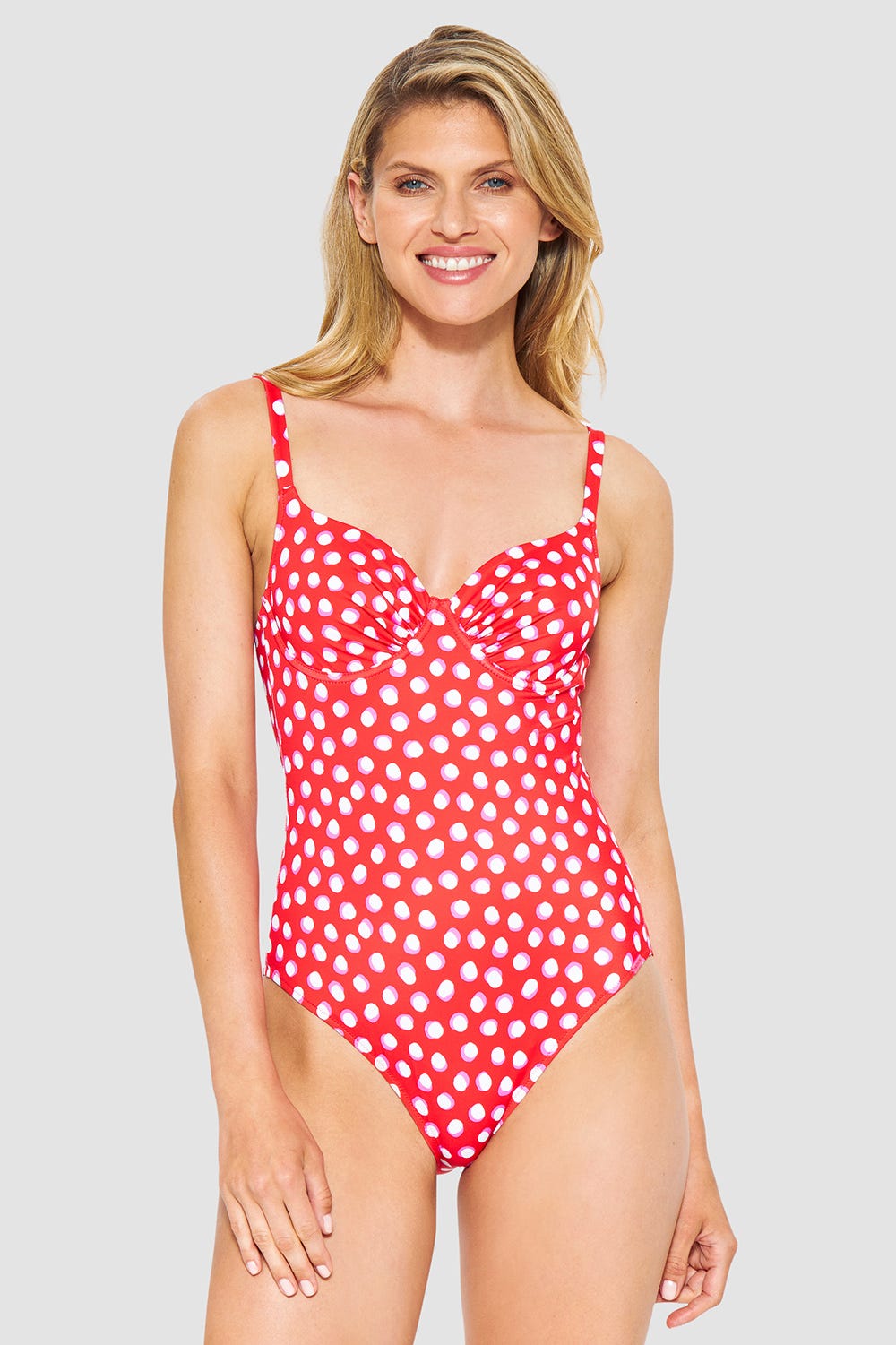 r-sch-be-happy-badeanzug-rot-tupfen-mit-b-gel-cup-b image 1