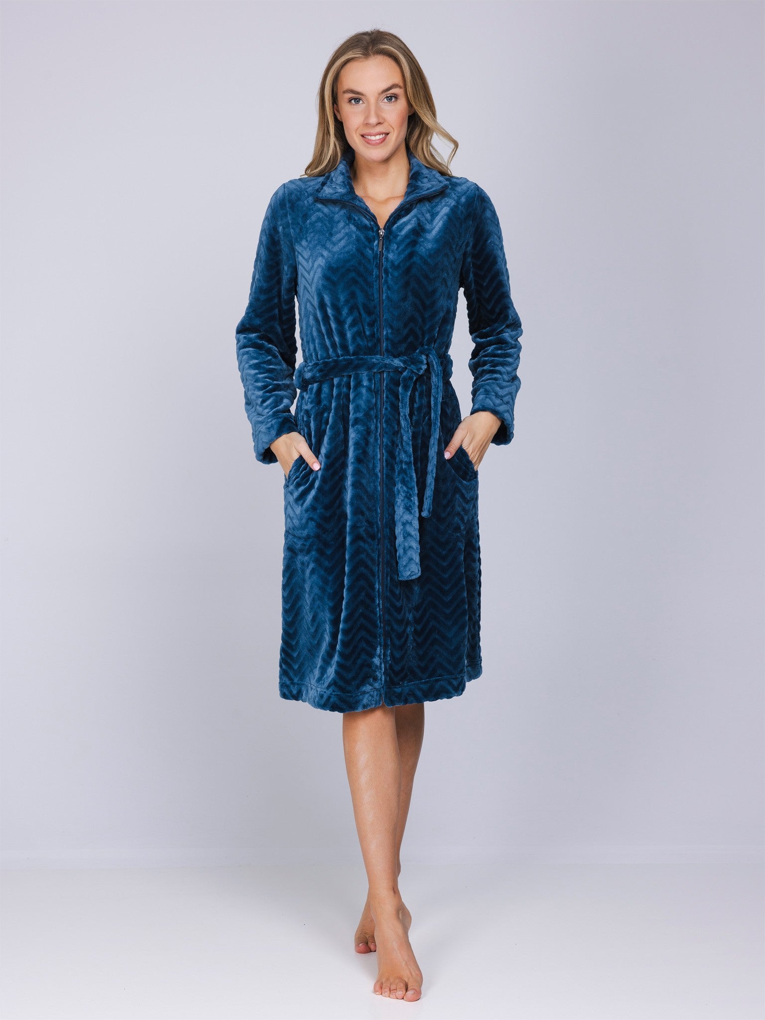 pastunette-nordic-bloom-bademantel-blau-flannel-fleece image 2
