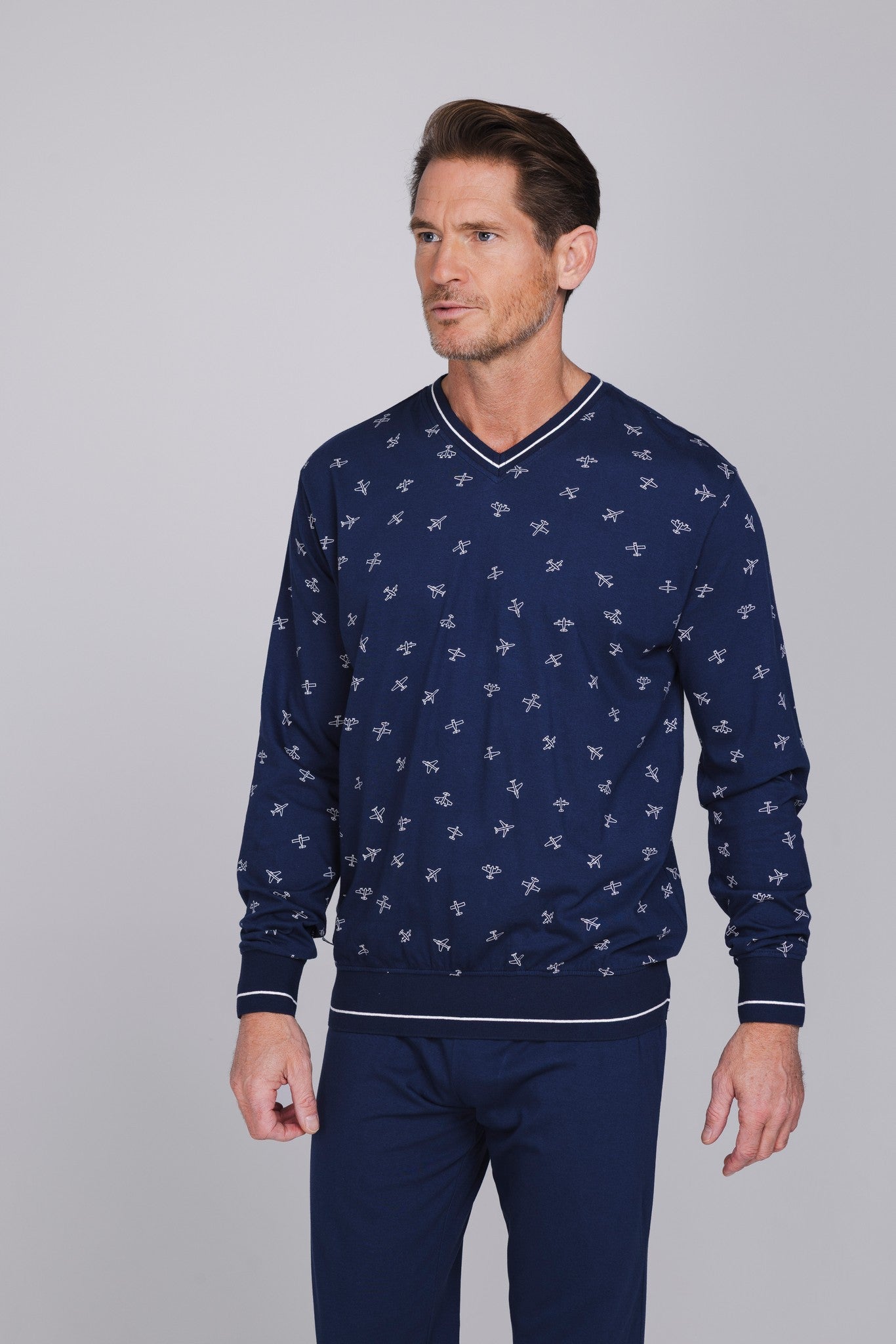 pastunette-cloud-navigator-pyjama-herren-blau-baumwolle image 2