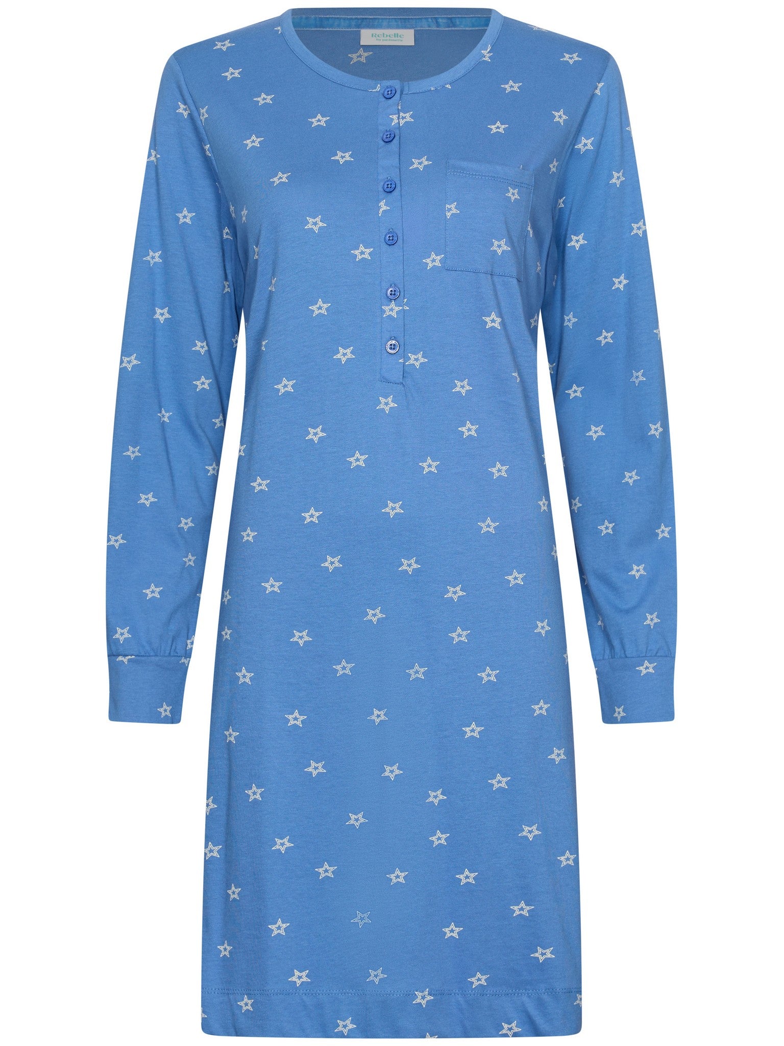myrebelle-starry-nights-nachthemd-blau-bio-baumwolle image 1