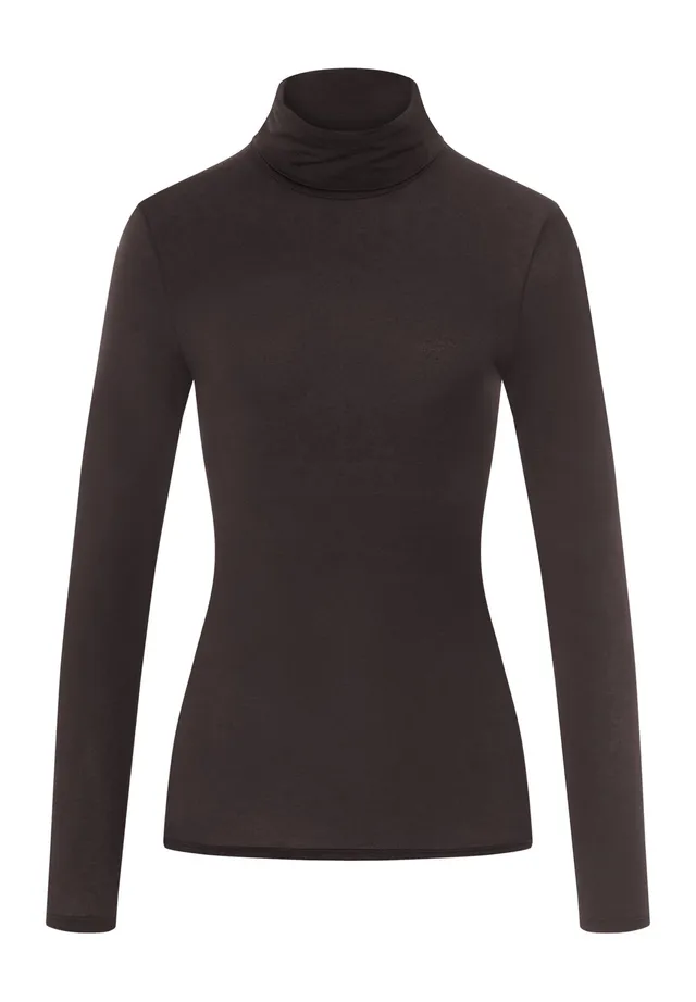 hanro-ultralight-wool-rollkragen-shirt-damen-dark-mocha image 1