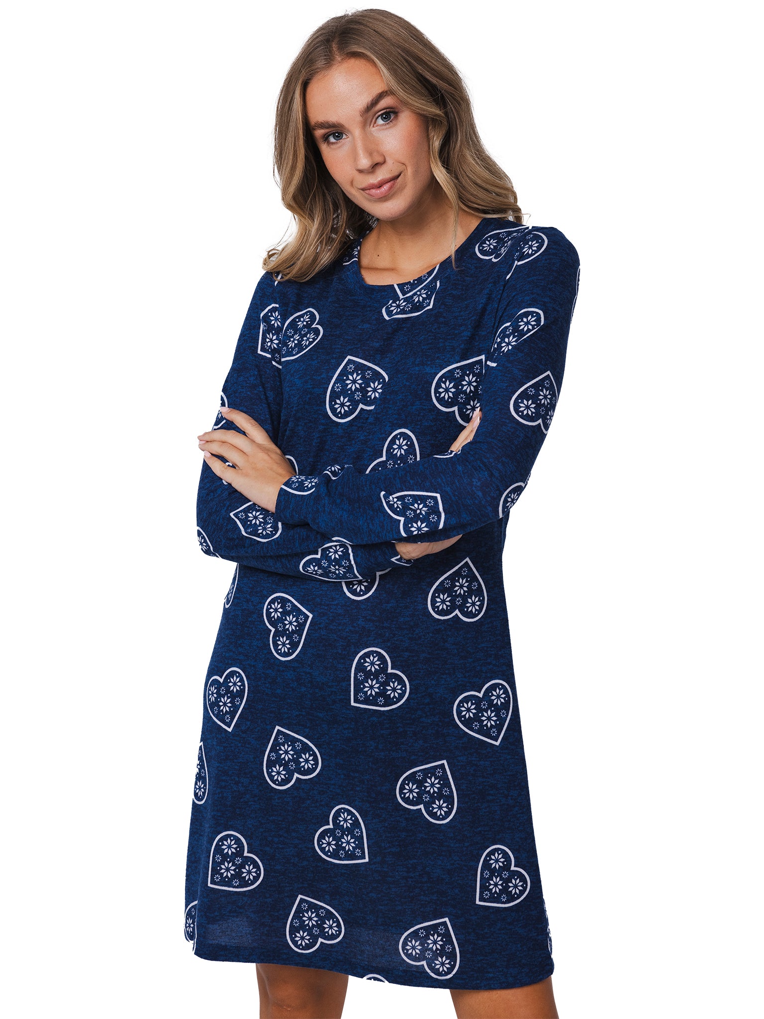 rebelle-aspen-ski-nachthemd-blau-herzen-fleece image 4