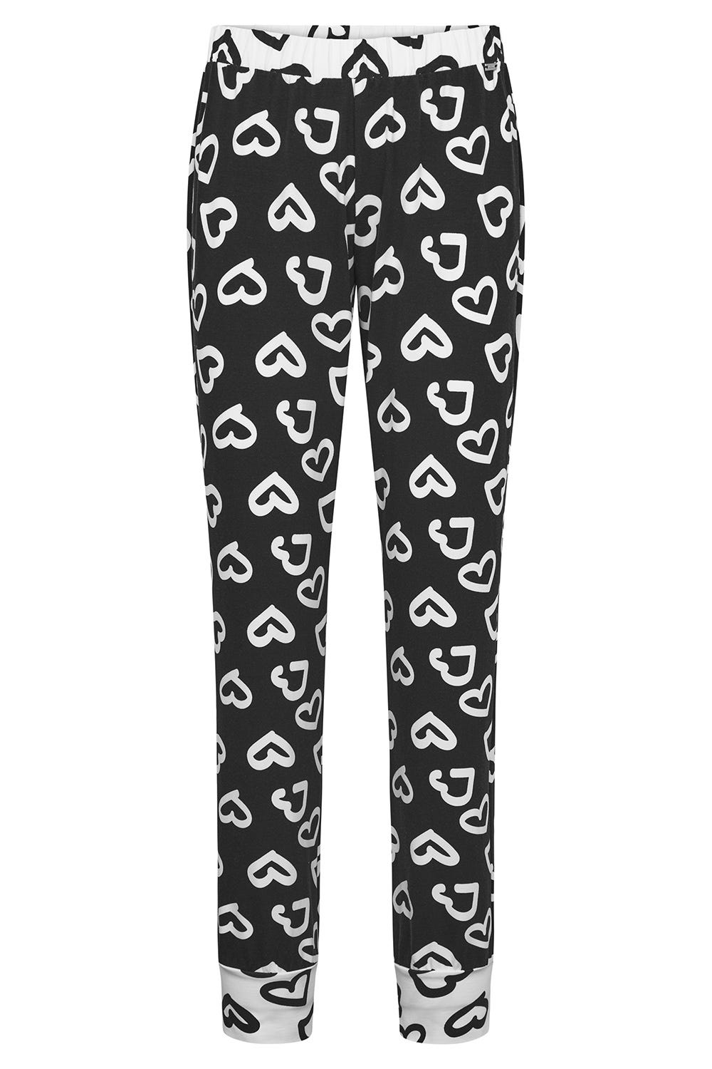 r-sch-be-happy-pyjamahose-lang-schwarz-herzmuster image 2