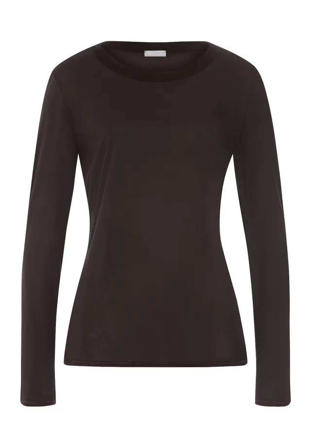 hanro-grand-central-shirt-langarm-dark-mocha-modal-seide image 1