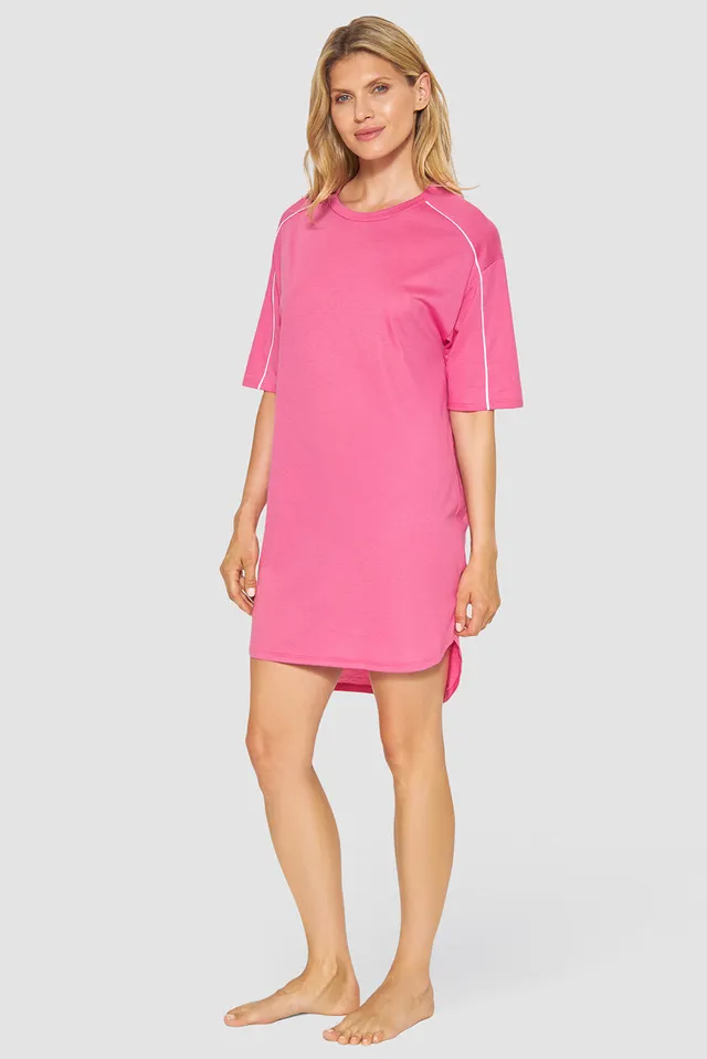 r-sch-be-happy-nachthemd-knielang-pink-mit-paspel image 1