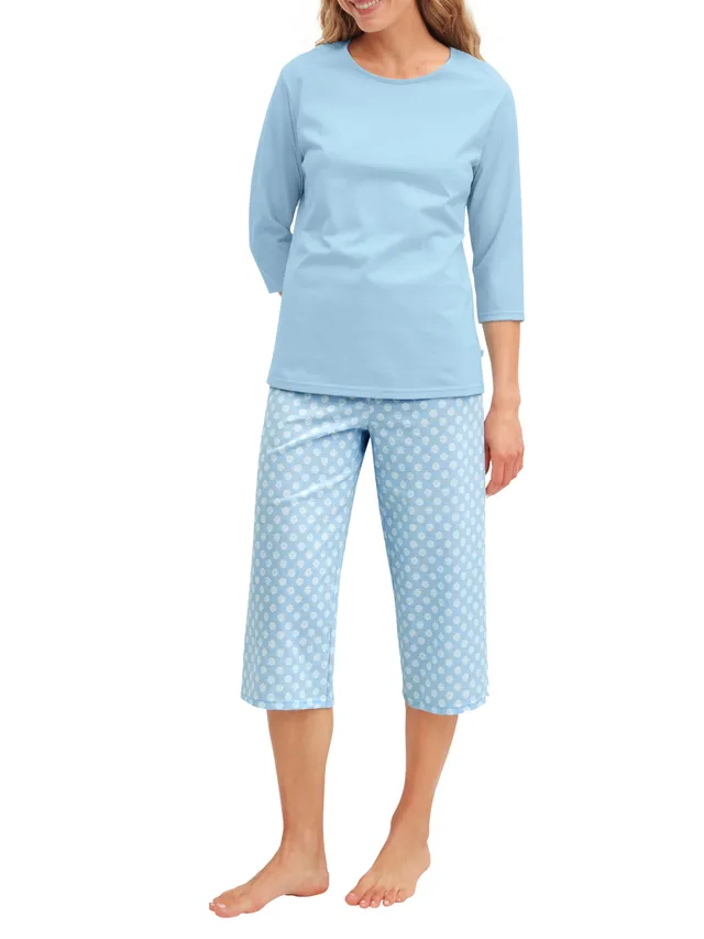 calida-lovely-nights-3-4-pyjama-damen-hydrangea-blue-baumwolle image 1