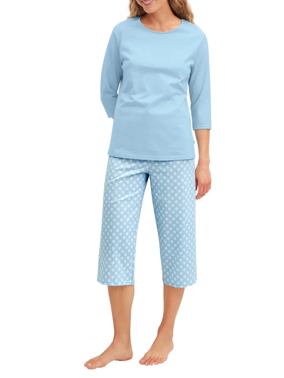 calida-lovely-nights-3-4-pyjama-damen-hydrangea-blue-baumwolle image 1