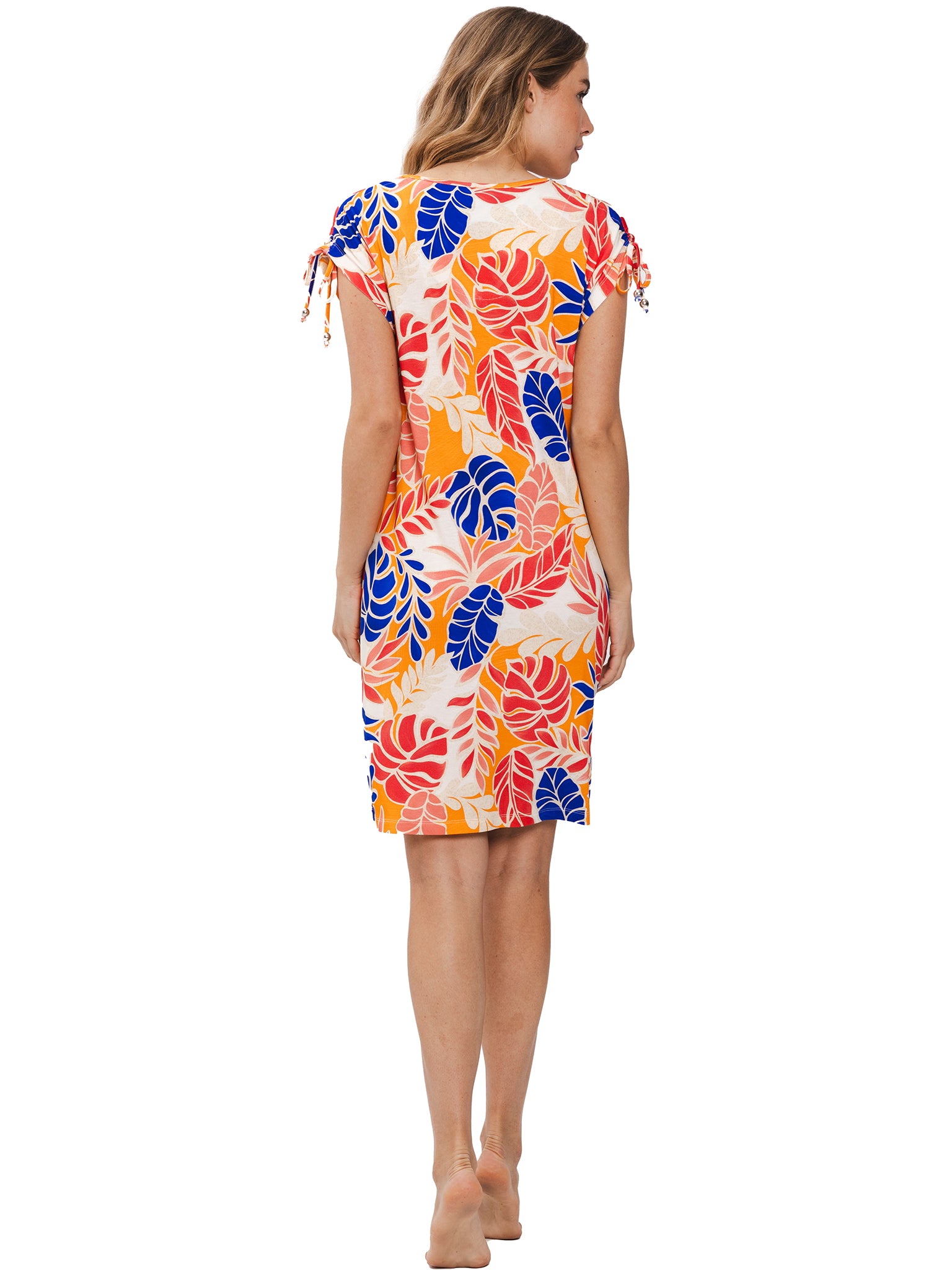 pastunette-sunset-coral-strandkleid-orange-bl-tter-viskose image 3
