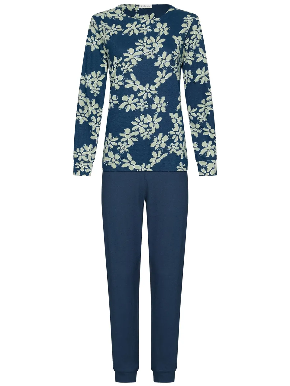 pastunette-nordic-bloom-pyjama-blau-blumen-biobaumwolle image 1