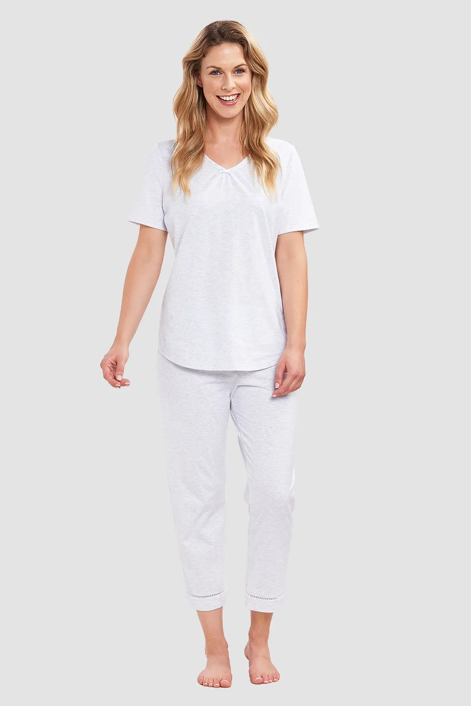 r-sch-be-happy-pyjama-7-8-wei-mit-spitze-v-ausschnitt image 1