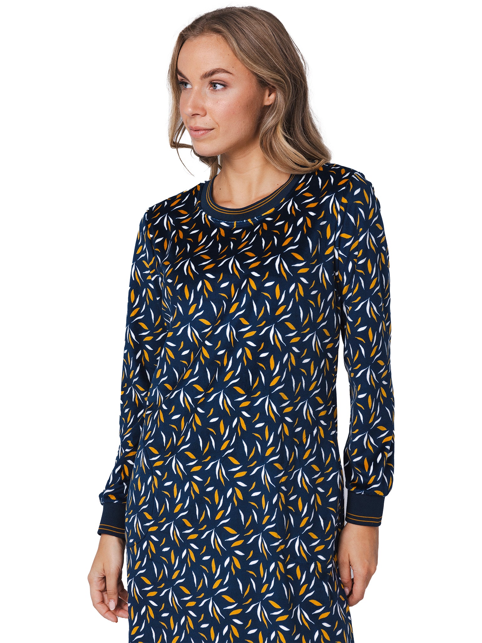 pastunette-moonlite-nachthemd-blau-langarm-velours-fleece image 5