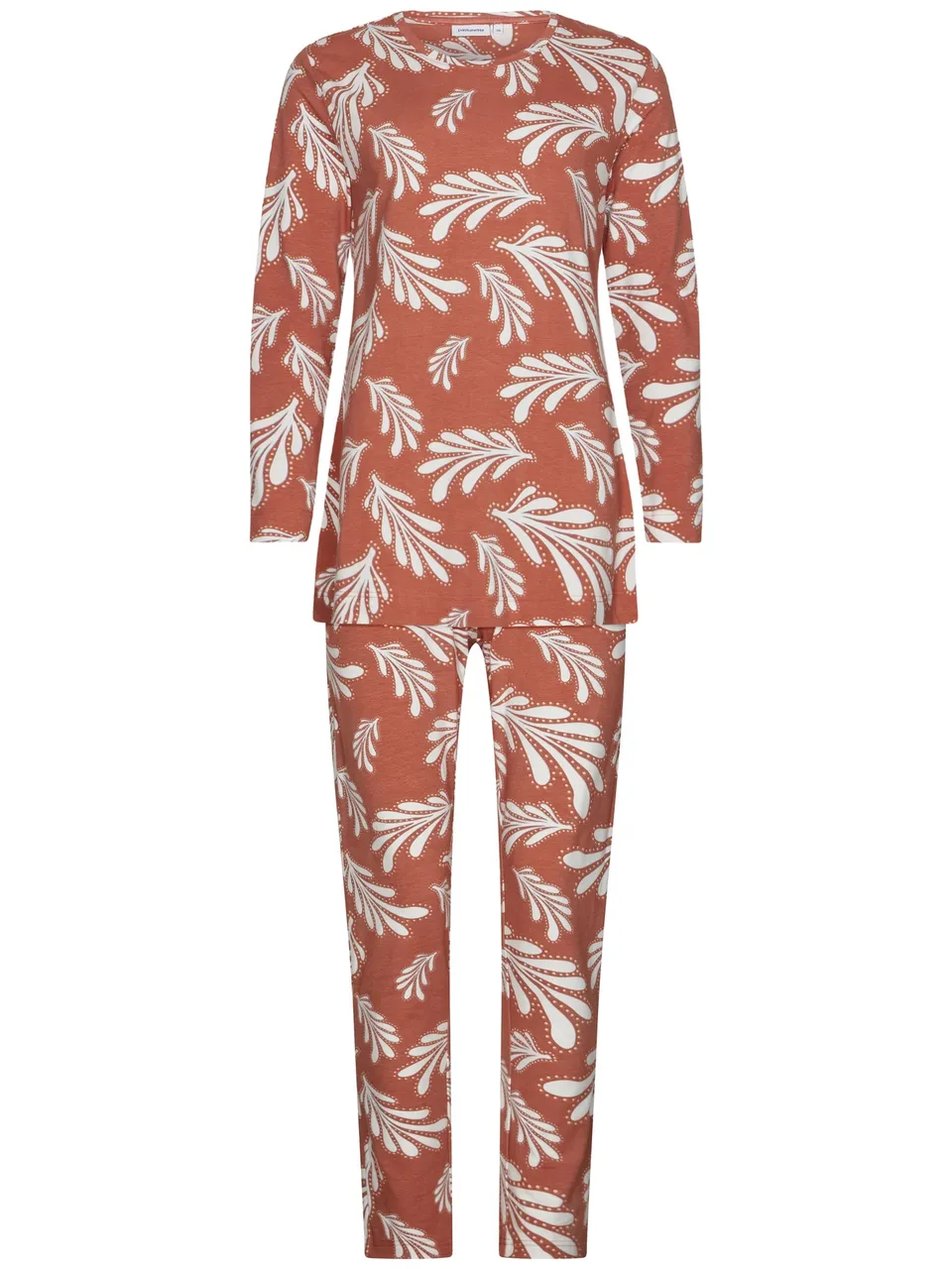 pastunette-tender-pyjama-braun-bl-tterprint-aus-baumwolle image 1