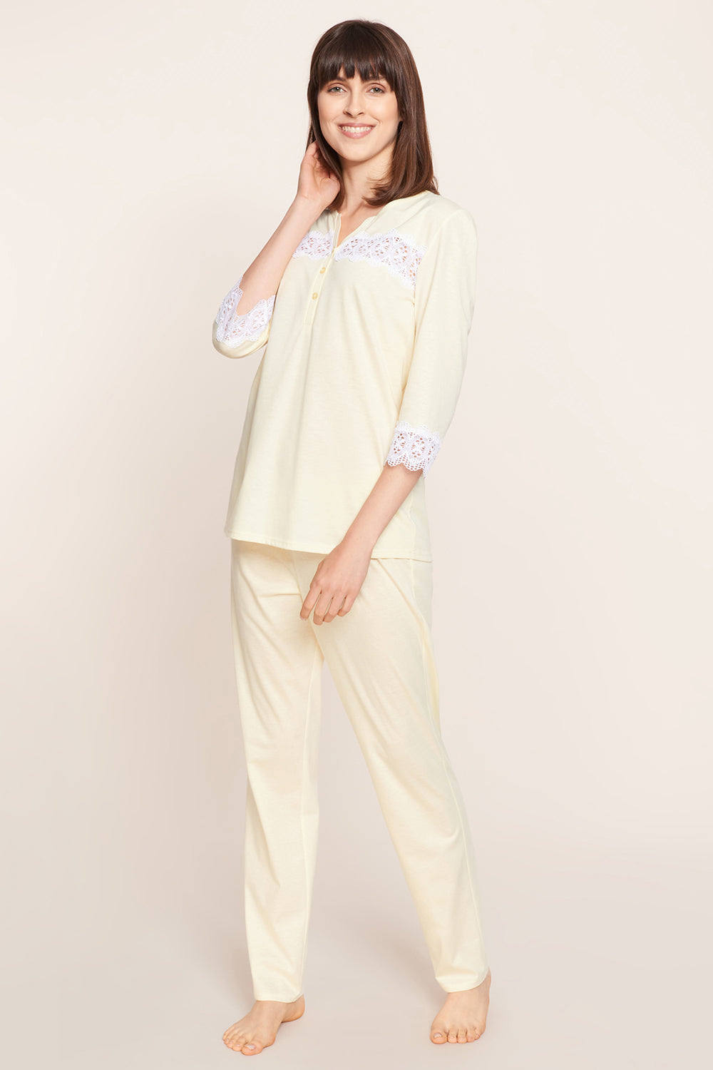 r-sch-be-happy-pyjama-3-4-arm-spitze-rosa-set image 7