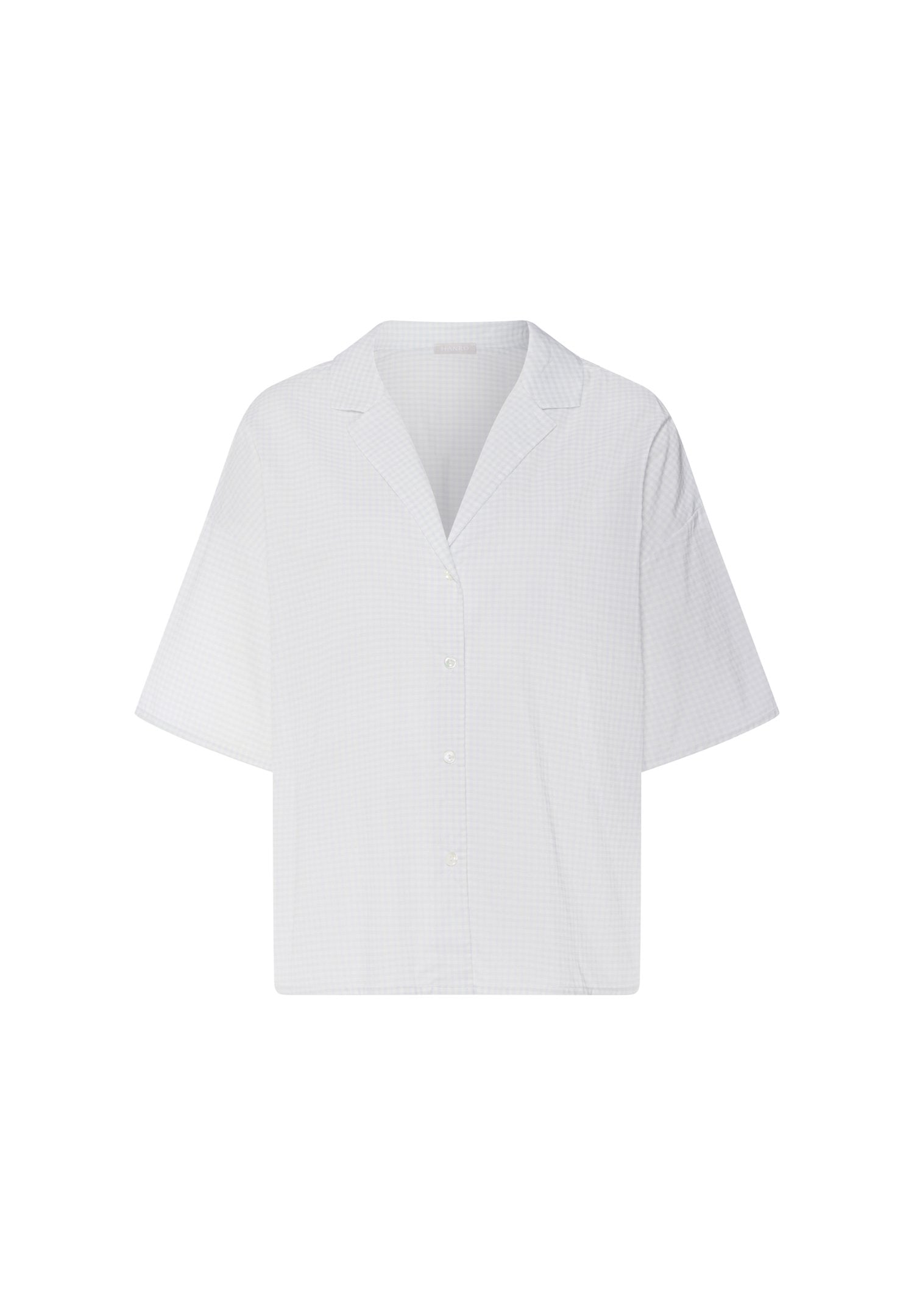 hanro-sleep-lounge-kurzarm-shirt-kariert-baumwolle-damen image 1