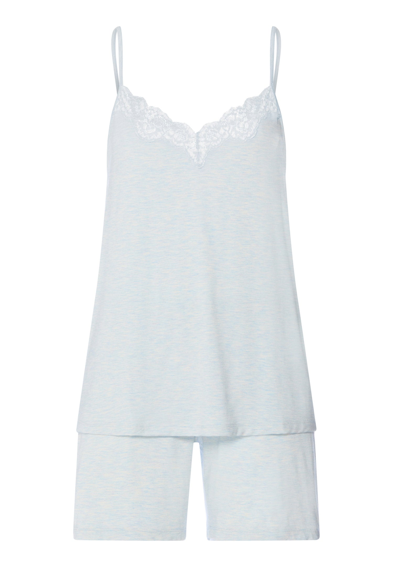 hanro-natural-elegance-shorty-pyjama-wasserblau-spitze-viskose image 1