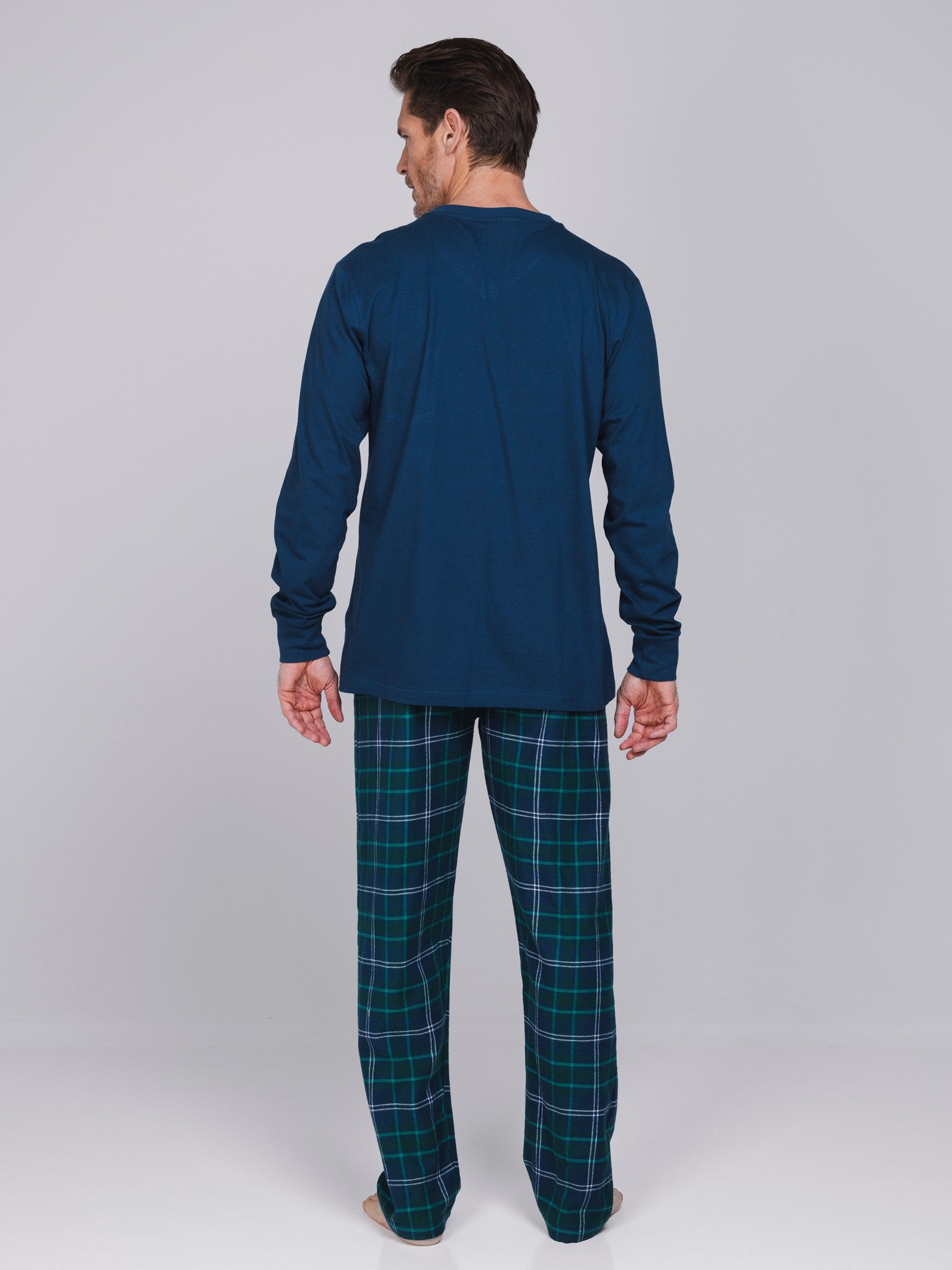 pastunette-lodge-herren-pyjama-blau-flanell-kariert image 5