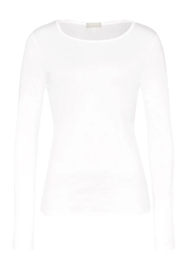 hanro-ultralight-langarmshirt-wei-baumwolle-pima image 1