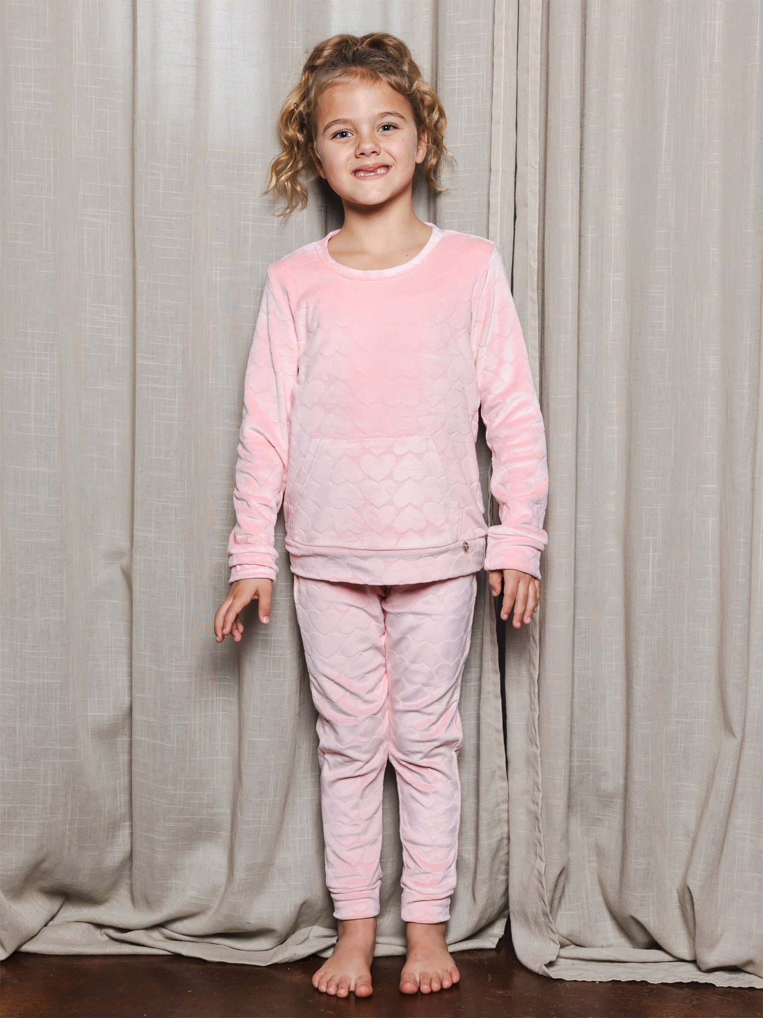 myrebelle-endless-love-m-dchen-pyjama-velours-rosa-herz image 1