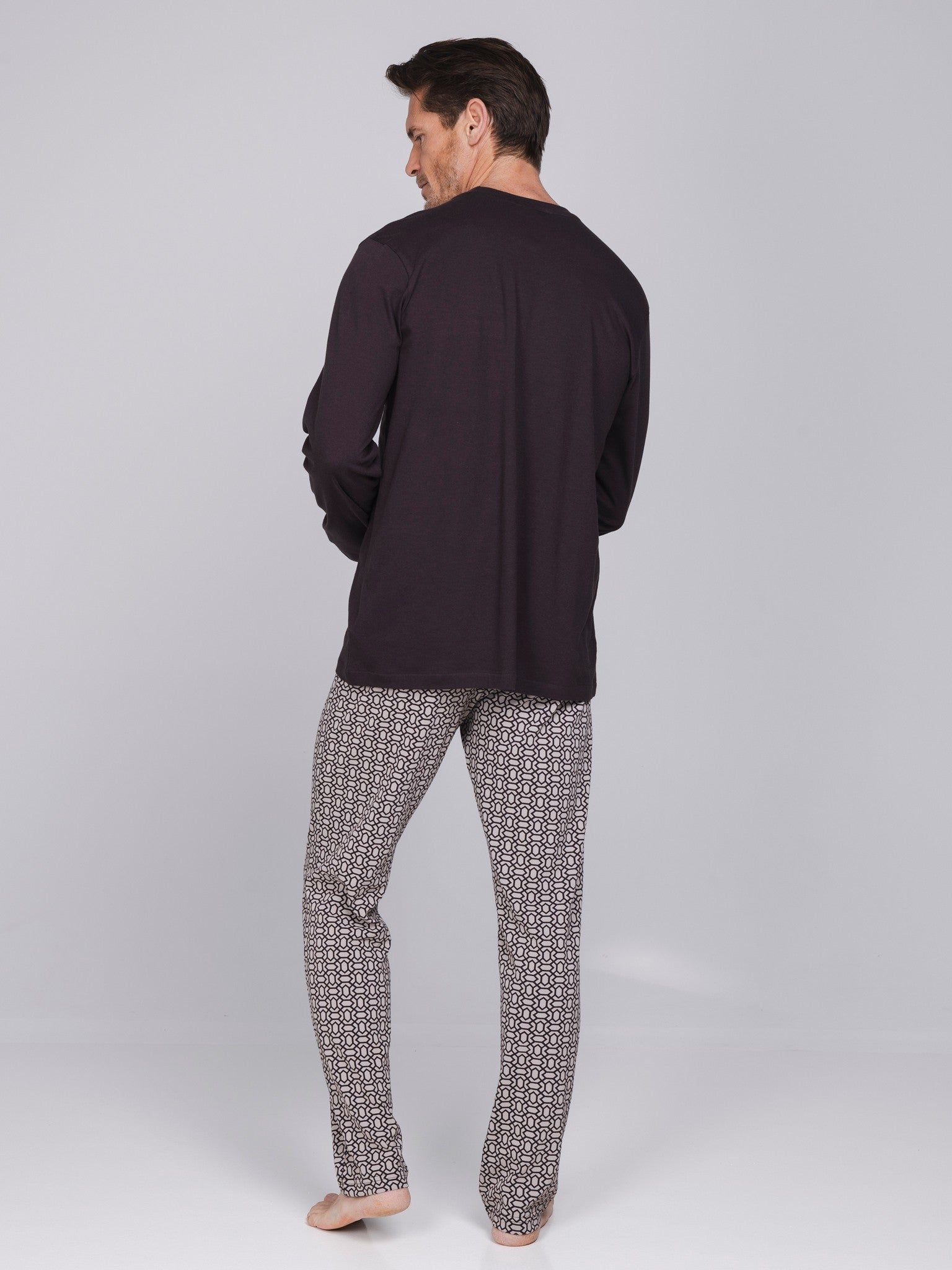 pastunette-urban-essence-herren-pyjama-braun-baumwolle image 5