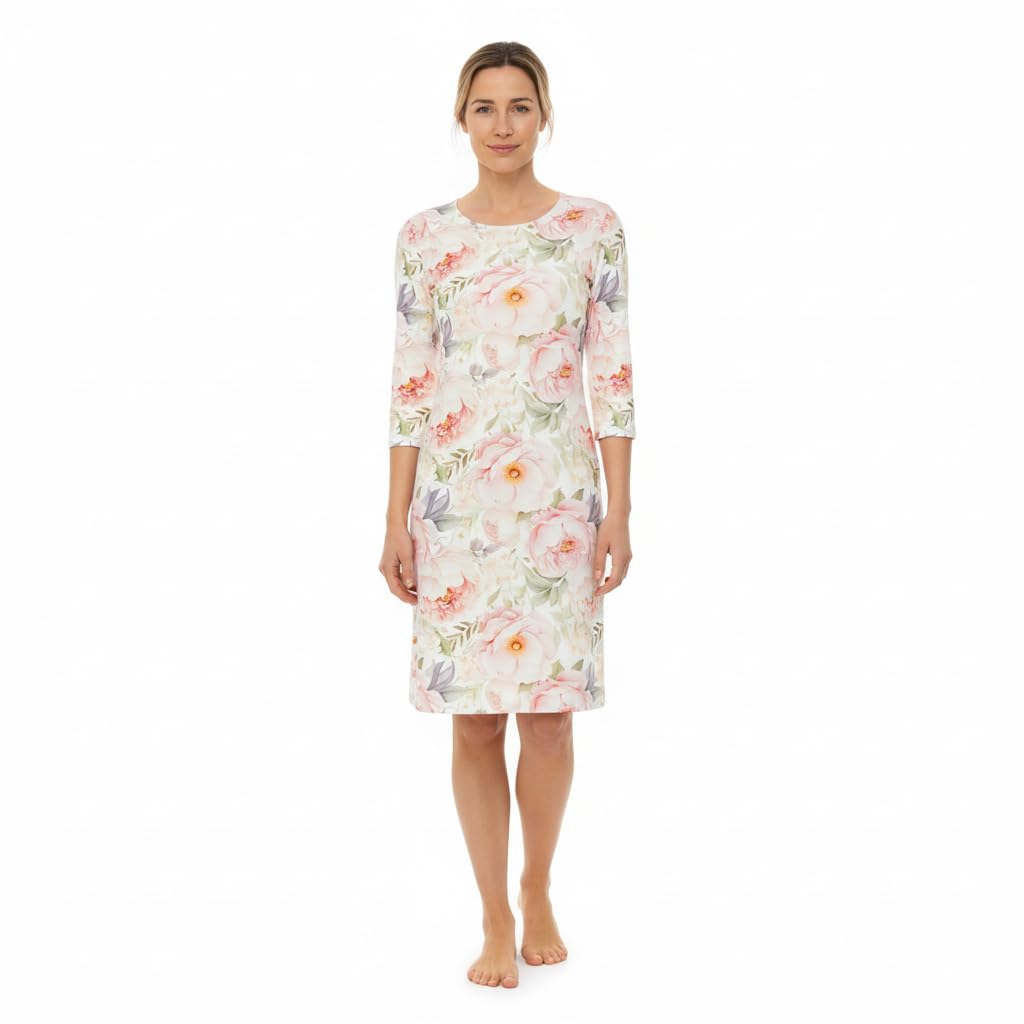 ringella-damen-nachthemd-3-4-arm-floral-knielang-modal image 3