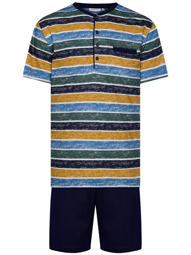 pastunette-adventure-shortama-blau-gestreift-baumwolle image 1