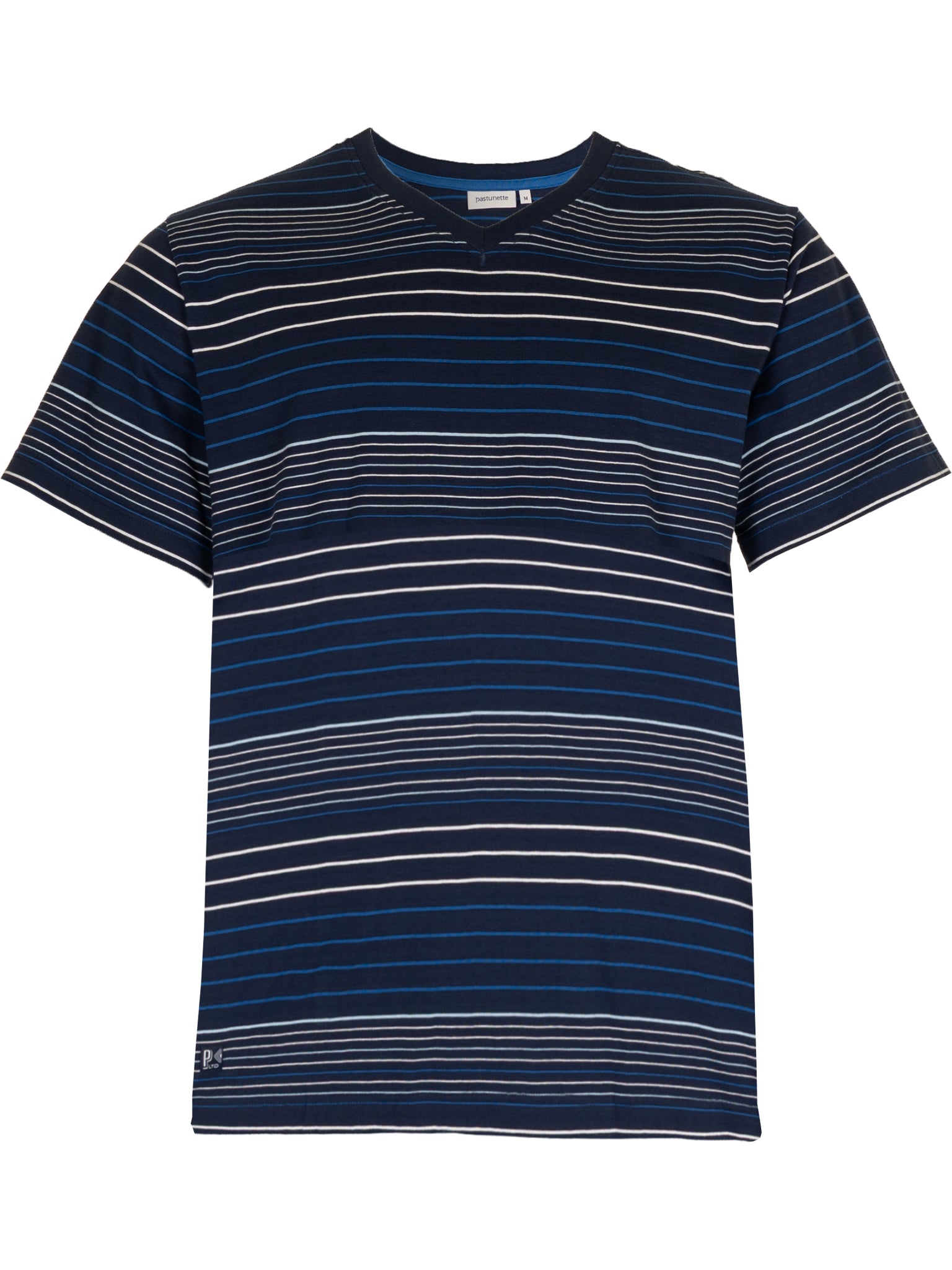 pastunette-pyjama-lounge-shirt-herren-blau-gestreift-baumwolle image 1