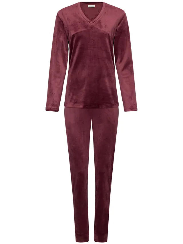pastunette-premium-satin-wild-pyjama-bordeaux-velours-langarm image 1
