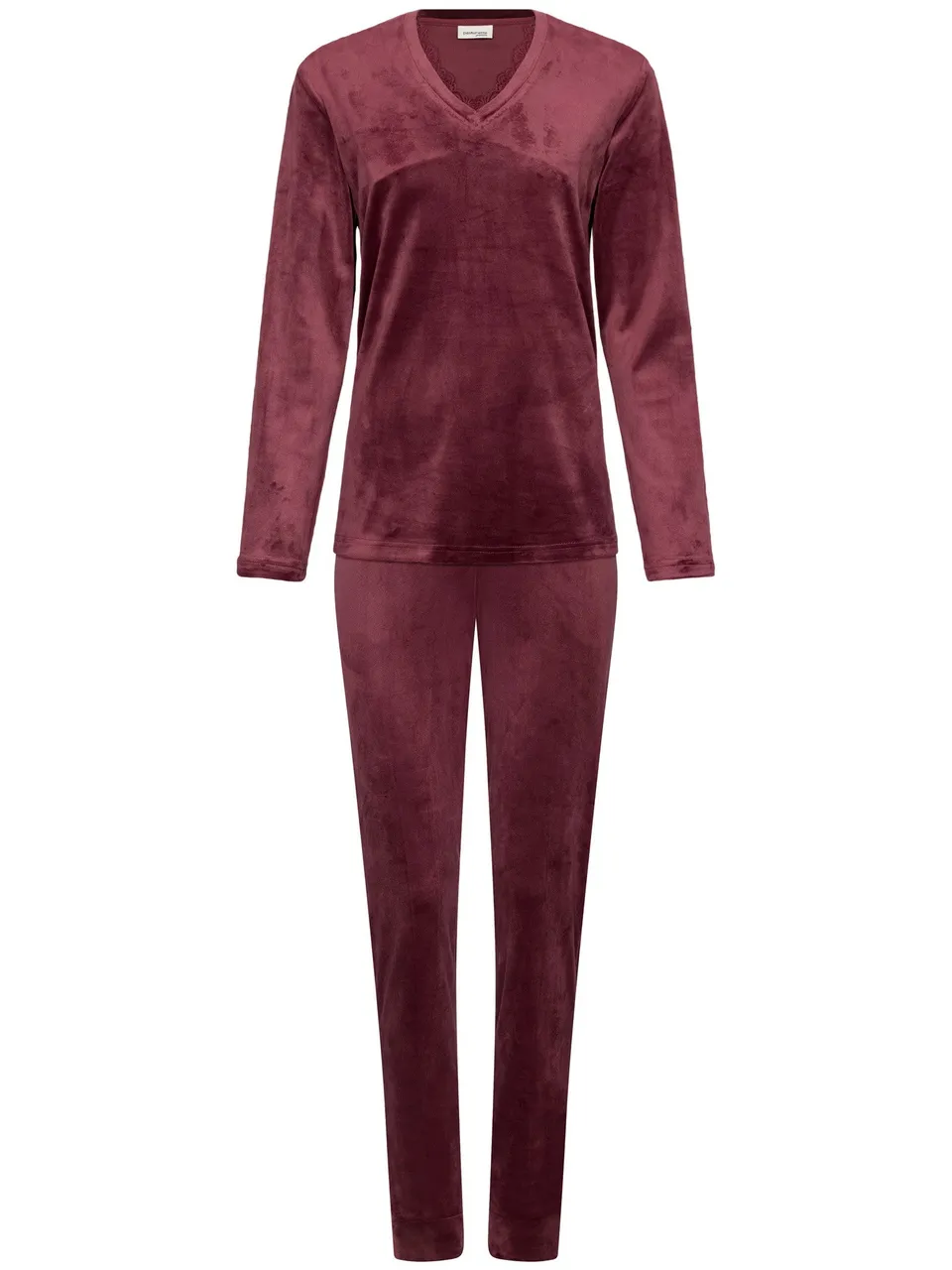 pastunette-premium-satin-wild-pyjama-bordeaux-velours-langarm image 1