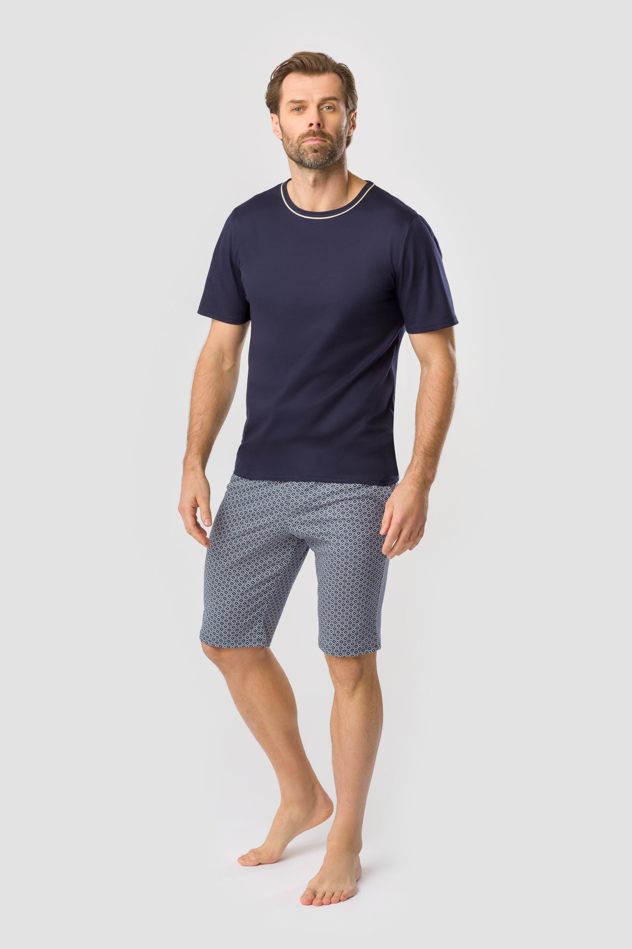 r-sch-be-happy-herren-pyjama-kurz-blau-minimalprint image 1