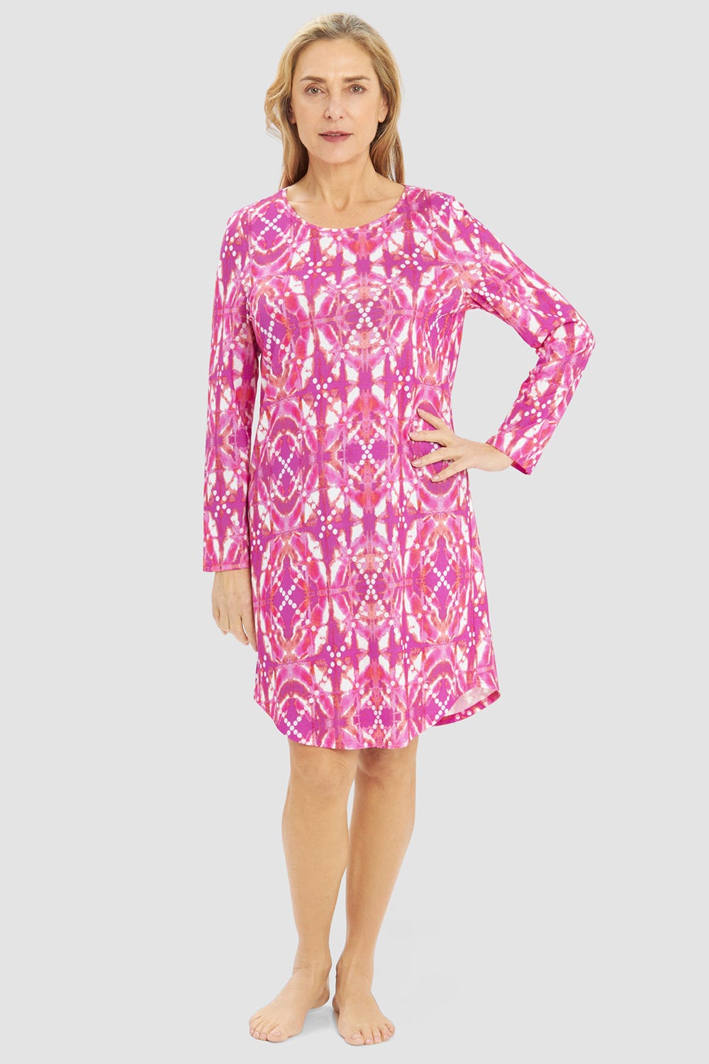 r-sch-be-happy-nachthemd-pink-langarm-grafikdruck image 1
