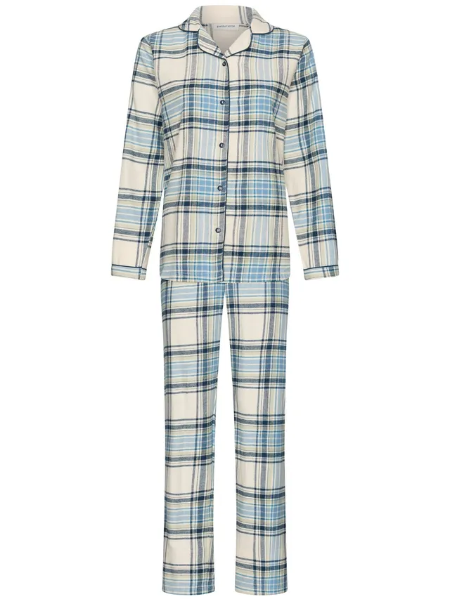 pastunette-frosty-checks-pyjama-blau-kariert-baumwoll-flanell image 1