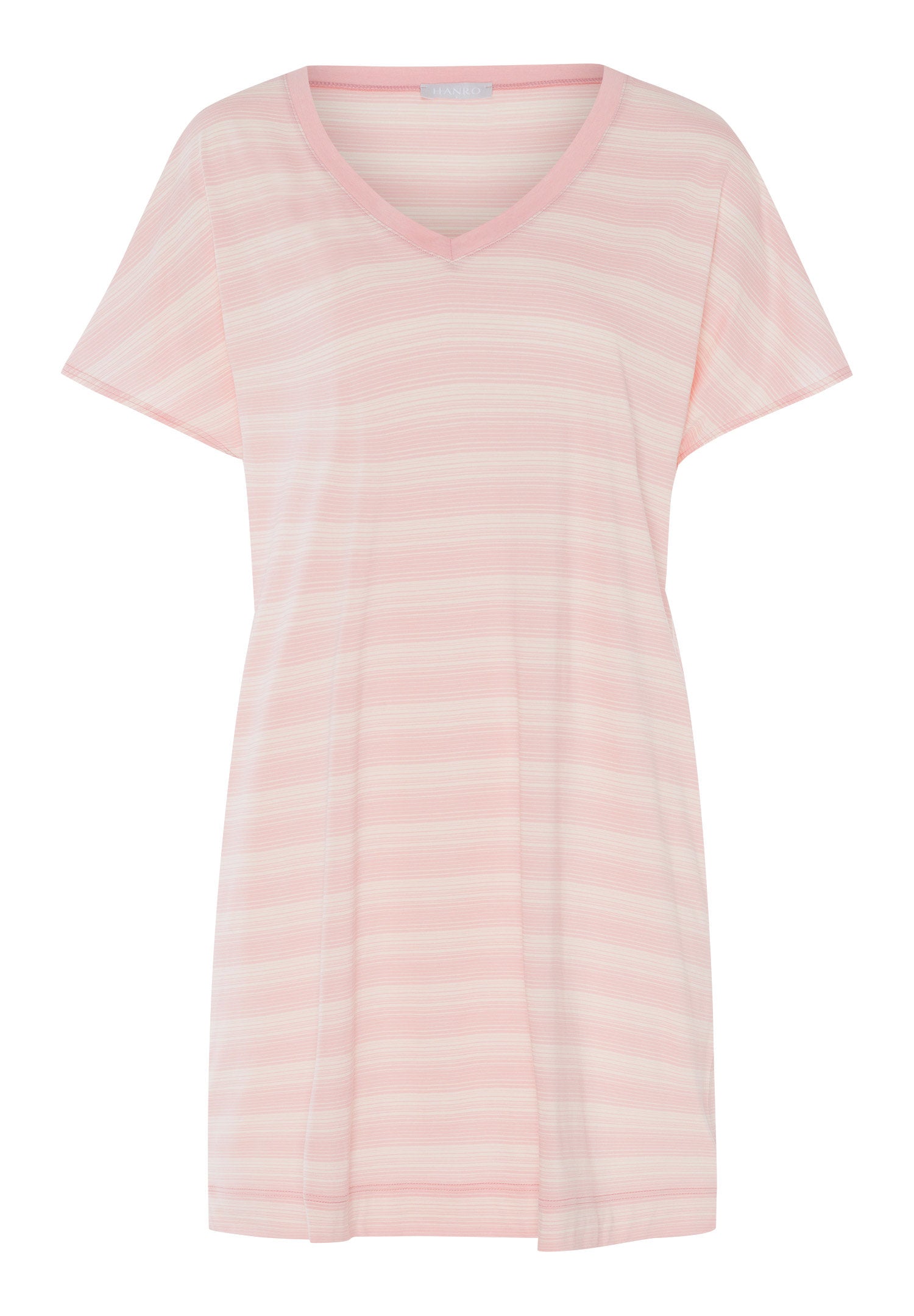 hanro-laura-nachthemd-85cm-kurzarm-coral-stripes-modal image 1
