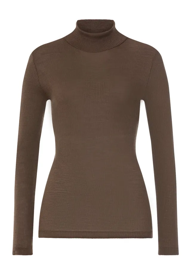 hanro-marcia-turtle-neck-shirt-damen-natural-teak-seide image 1